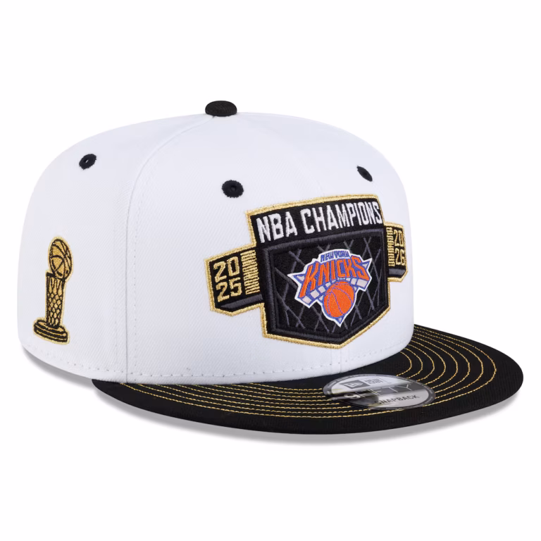 New York Knicks New Era 2026 NBA Finals Champions Locker Room 9FIFTY Snapback Hat - White/Black