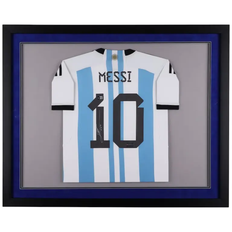 Lionel Messi Argentina National Team Autographed Framed 2022-23 Home Jersey