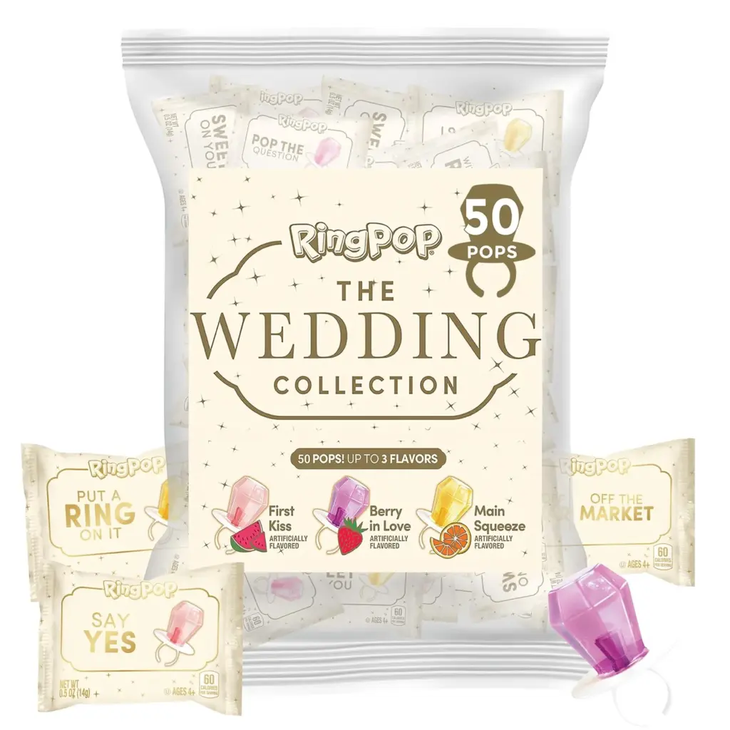 Ring Pop Wedding Collection Lollipops, Bulk Candy Party Favors, 50ct